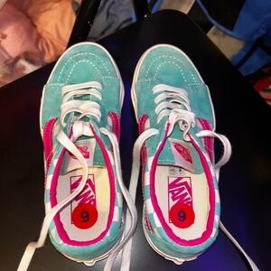 Vans Teal and Pink Sneakers